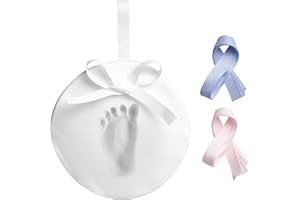 Pearhead Baby Handprint or Footprint Kit, My First Christmas Ornament, DIY Clay Keepsake, Gift For New And Expecting Parents, 3 Multicolored Ribbons