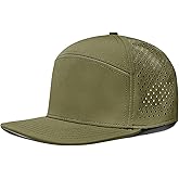 XXL Flat Brim 5 Panel Hats for Men Performance Snapback Hats Quick Dry Laser Perforated Trucker Hat for Big Head