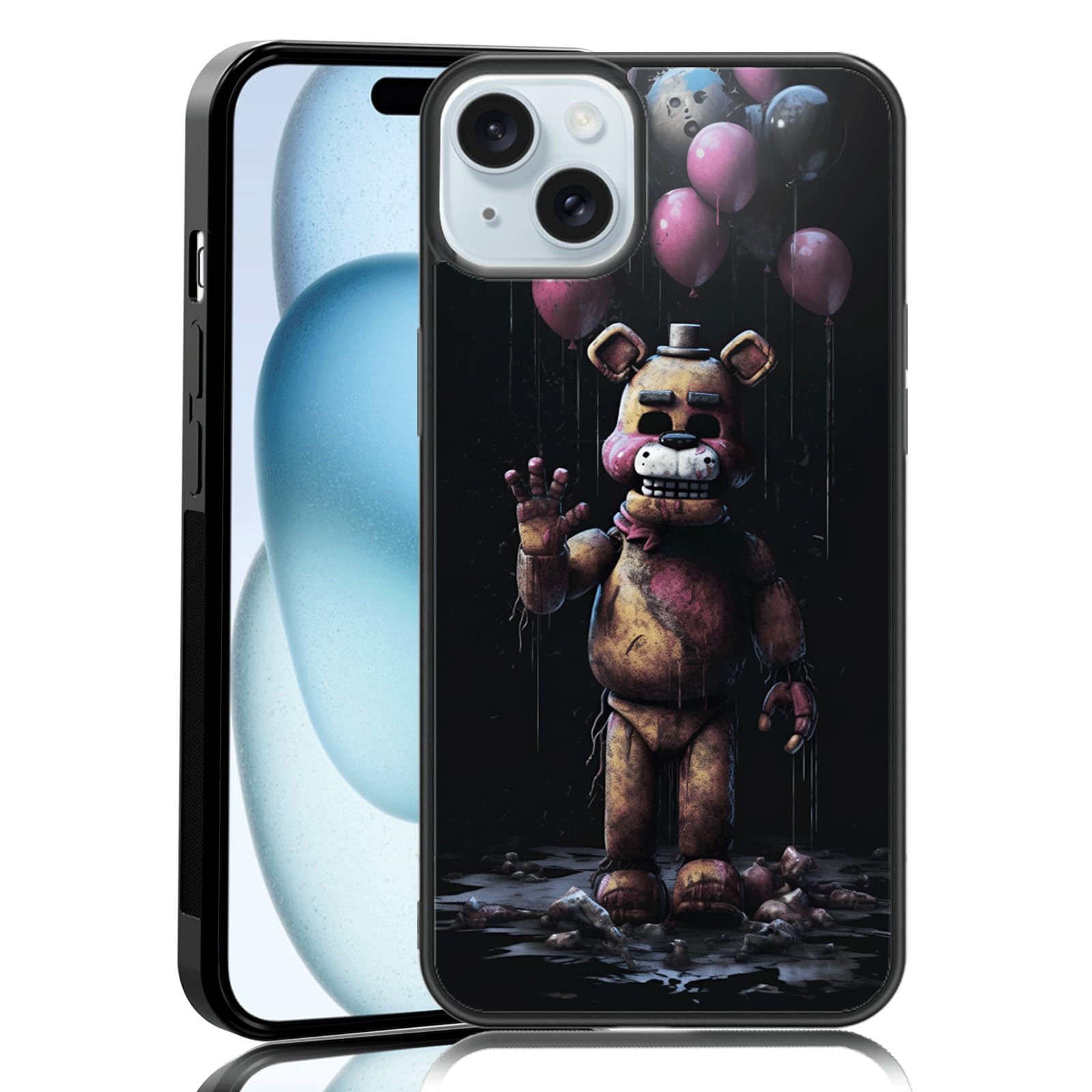 MMYAJT Black Cute Phone Case Fit for iPhone 15 Plus, TPU Shockproof Protective iPhone Case Horror Video Game Phone Cover Gift for Boy Girl Men Women