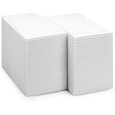 BloominGoods Disposable Bathroom Paper Napkins | 300-Pack 8" x 17" Single-Use Linen-Feel Guest Towels, Made In USA | Cloth-Like Hand Tissue Paper, White (MEDIUM SIZE - Pack of 300)