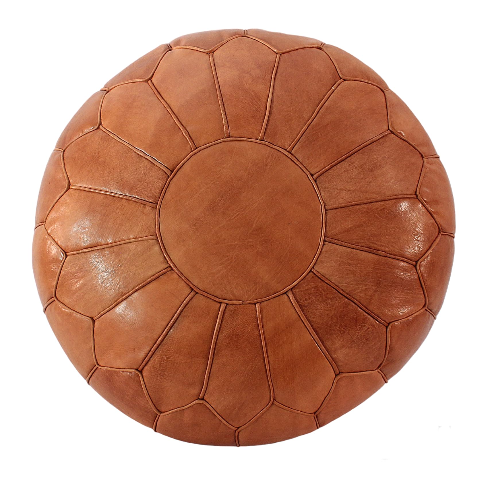 ESSENCE OF MOROCCO Moroccan Pouffe Pouf Footrest Footstool Ottoman Large Vintage Natural Tan Real Leather Handmade Hand-stitched (COVER ONLY)