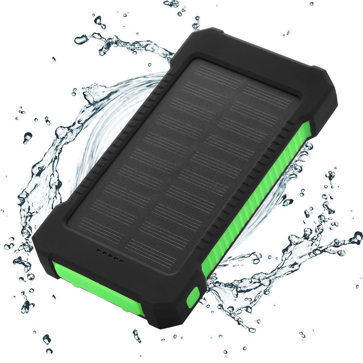 FLOUREON 10,000mAh Solar charger Power Bank Portable Phone Charger External Battery Charger with Dual 2.1A USB LED Flashlight Output Charging for iPhone 8/ 8 Plus/ X/ 7/ 6s, Samsung Galaxy S8/ S7/ S6 and More (Green)