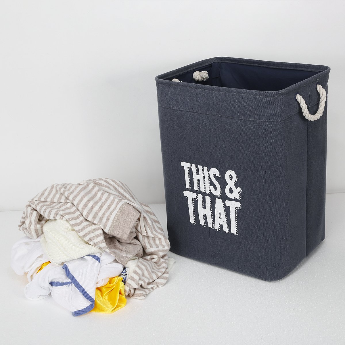 Chrislley Laundry Hamper Basket with Handles Dirty Clothes Laundry Basket Hamper Large Home Laundry Hamper Sorter Laundry Hamper Bag (Blue)