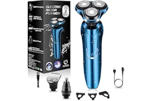 HANDSOMEFACE Electric Razor for Men, Men's Rotary Shavers, Waterproof,Wet and Dry Rechargeable Electric Shaver for Men's Faces with a Cordless and Floating Head, Portable Travel Razor,an Ideal Gift for Men