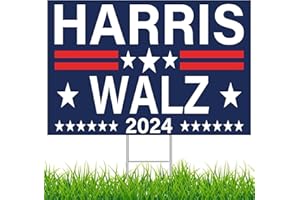 QZQAB 2024 Harris Waltz Yard Sign Election For Democracy Kamala Harris Tim Walz For President Sign 18x12 inches Outdoor Lawn Sign Double sided with H-shaped metal stake