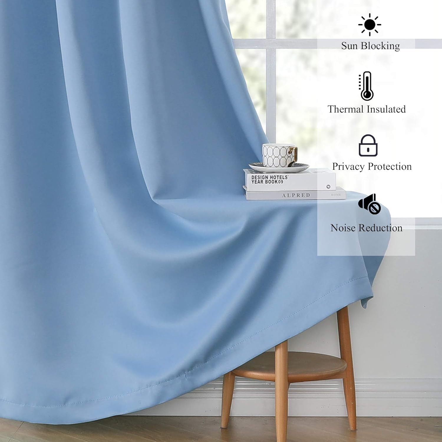 Window Curtains 84 Long - 42 x 84 Inches Dusty Blue Window Treatments Set Home Decoration Curtains Light Blocking Solid Soft Thick Rod Pocket Drapes for Bedroom Living Room, 2 Pieces: Kitchen & Dining