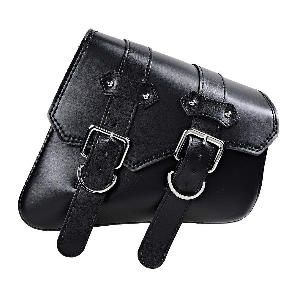 YC Right Black PU Leather Right Solo Side Swing Arm Saddle Bag for