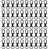 50 pcs Swivel Clasps Lanyard Snap Hook,cnomg Metal Swivel Lanyard Snap Hook Lobster Claw Clasp (Black)
