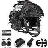 ClrfZebr Tactical Helmet with Headset,4in1 Upgraded Adjustable with Helmet Cover for Airsoft Cosplay Military Tactical Gear