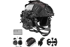ClrfZebr Tactical Helmet with Headset,4in1 Upgraded Adjustable with Helmet Cover for Airsoft Cosplay Military Tactical Gear
