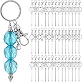 50 PCS Blank Beaded Keychain Bars, Metal Keyring Beading Sticks with Lobster Clasps, Keychain Making Supplies for DIY Crafts, Bag Charms, Beadwork Projects, Jewelry or Custom Accessories