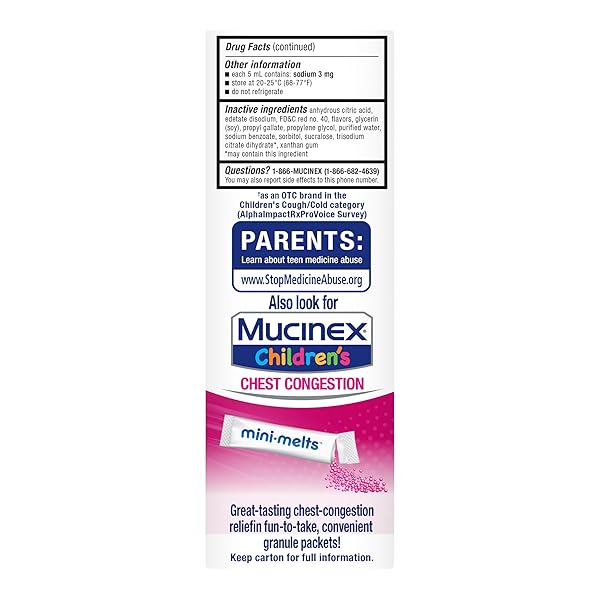 MUCINEX CHILDREN’S MULTI-SYMPTOM COLD MEDICINE, KIDS COUGH MEDICINE, MUCINEX KIDS MEDICINE/DECONGESTANT WITH DEXTROMETHORPHAN HBR, GUAIFENESIN, PHENYLEPHRINE HCL, VERY BERRY FLAVOR LIQUID, 4 FL OZ