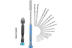 SUNJOYCO 28 PCS Miniature Pin Vise Hand Drill Set, Micro Mini Twist Drill Bits with Semi-Automatic Spiral Rotary Tool Push Dr