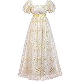 Mikan Tsumiki Regency Dresses for Women 1800s Elegant Embroidery Empire Waist Dress