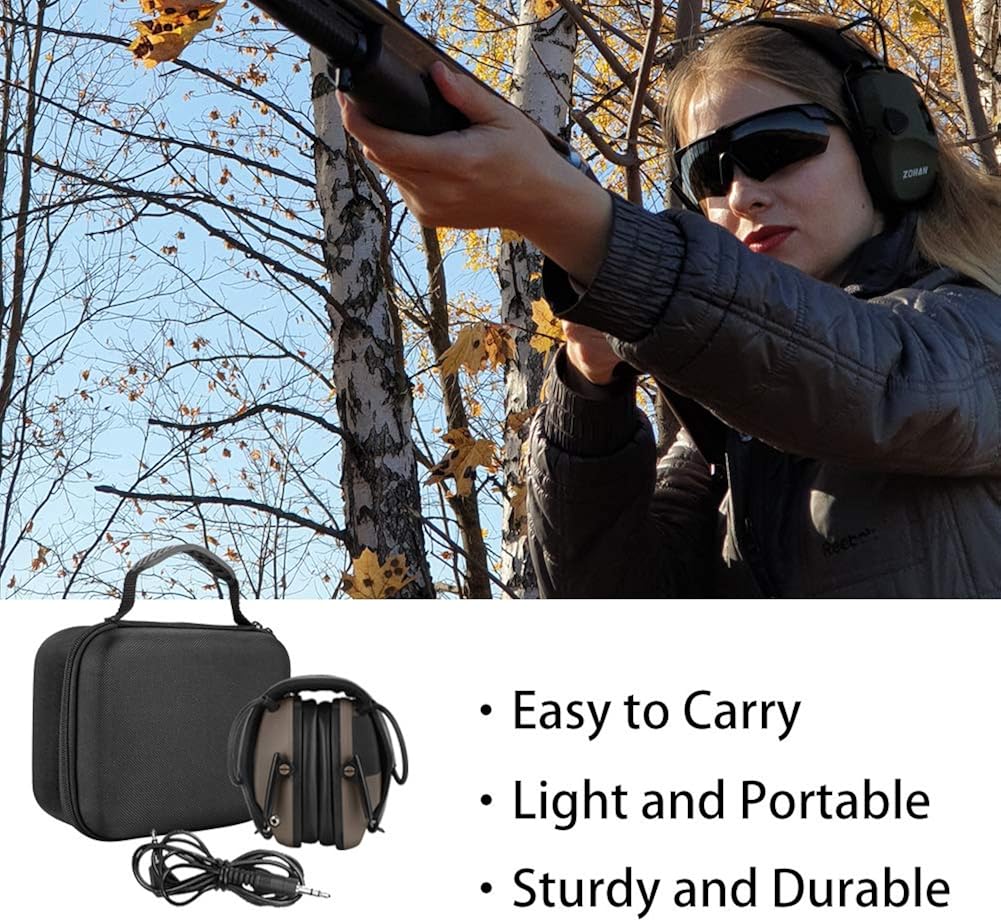 ZOHAN EM054 Electronic Shooting Ear Protection with Case, Noise Reduction Sound Amplification Safety Ear Muffs for Gun Range-Tan : Clothing