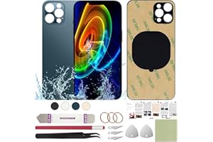 ReuWeu Rear Back Glass Cover Replacement Compatible with iPhone 12 Pro Max 6.7" + Professional Tools (Pacific Blue)