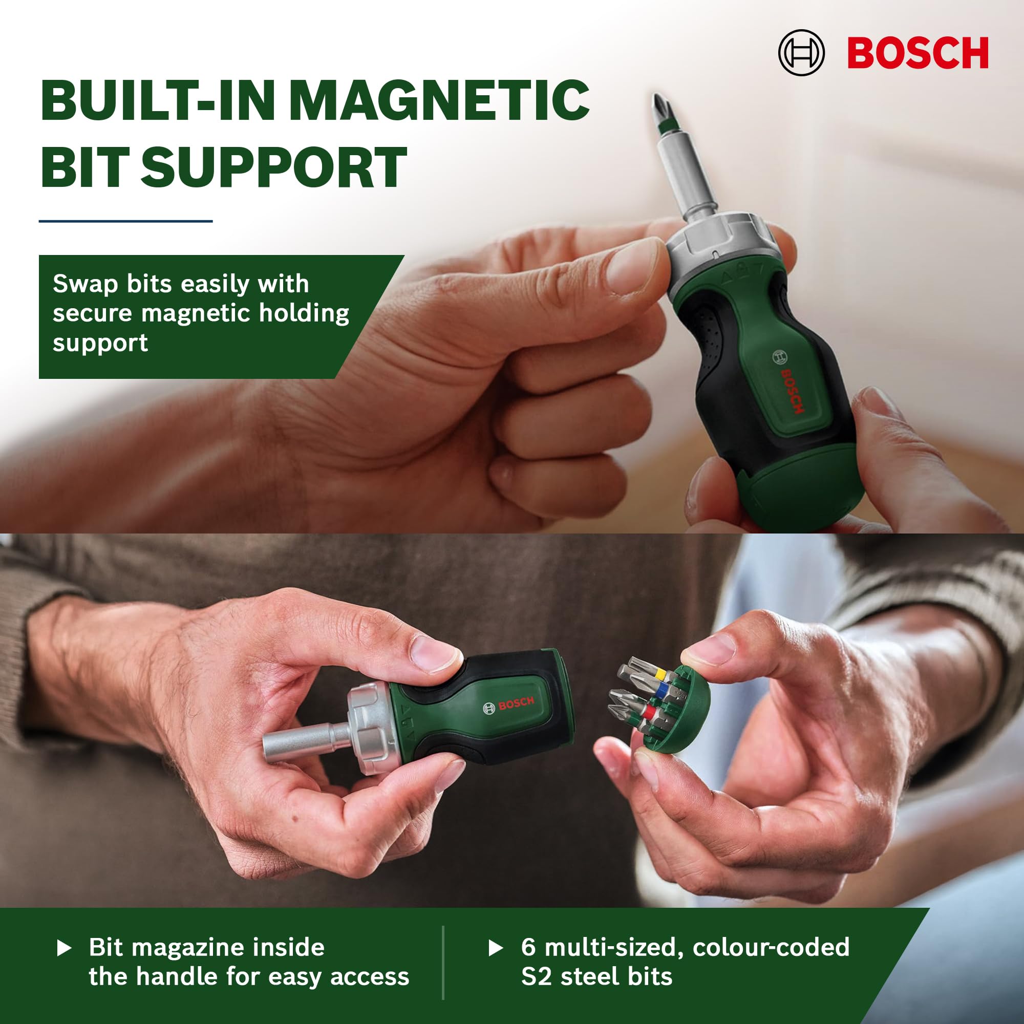 Stubby Ratchet Screwdriver with 6 Bits 4