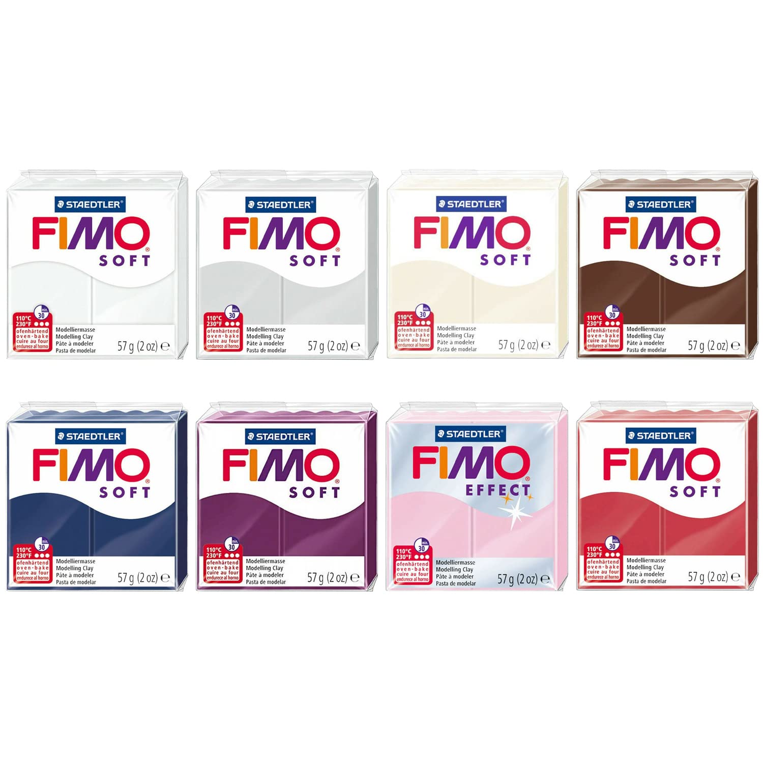 FIMO Soft & Effect Polymer Oven Modelling Clay - 57g - Set of 8 - The Strawberry Cheesecake Collection