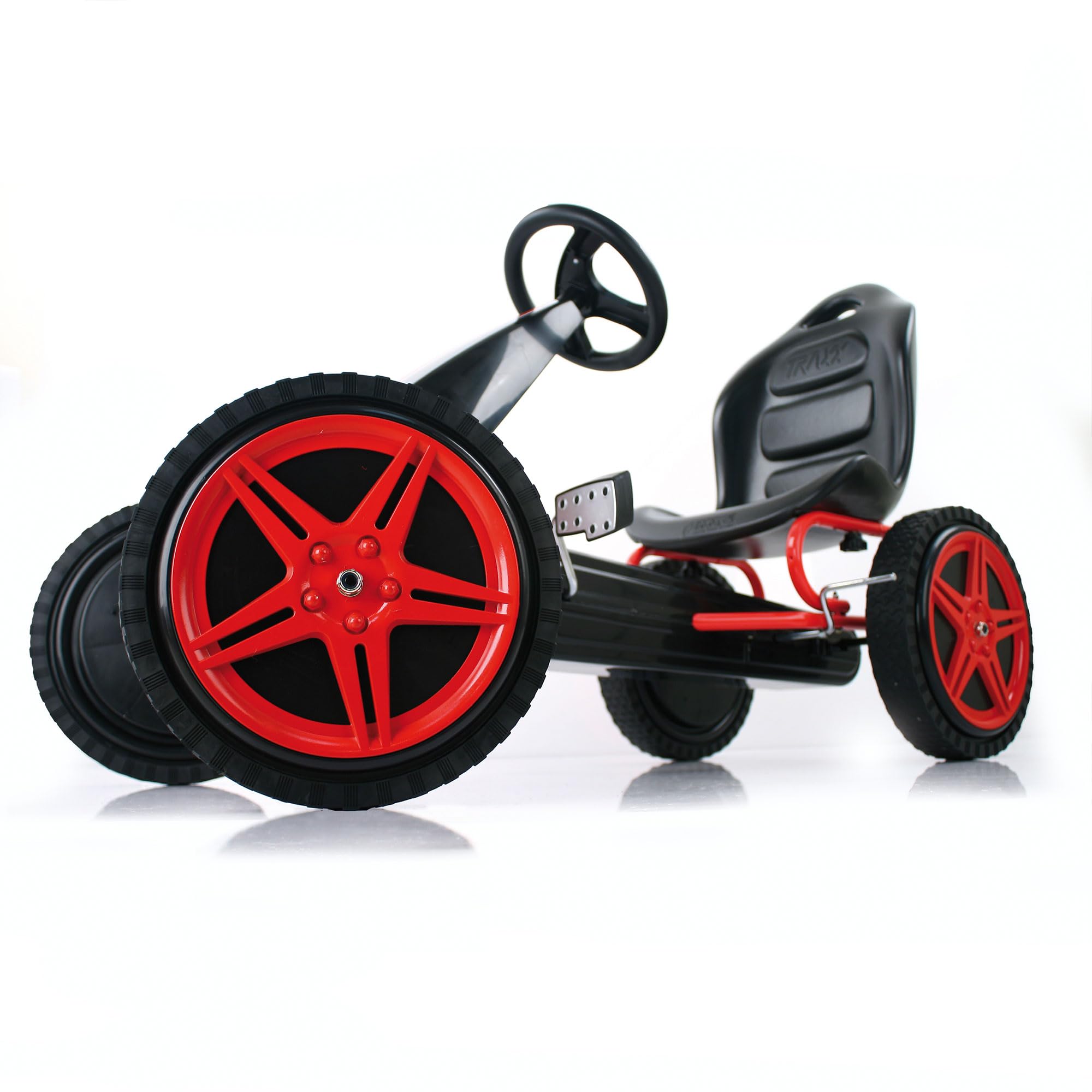 hauck Kids Pedal Go Kart, Hurricane 4 Wheel Bike Cart with Rubber Tires, Ages 4-10, Red - Outdoor Ride-On Bicycle Karts with Wheels for Boys and Girls