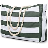 Becokan Beach Bags for Women Large Waterproof Beach Tote Bag Zipper Beach Bags Waterproof Sandproof Swim Pool Bag Large Tote