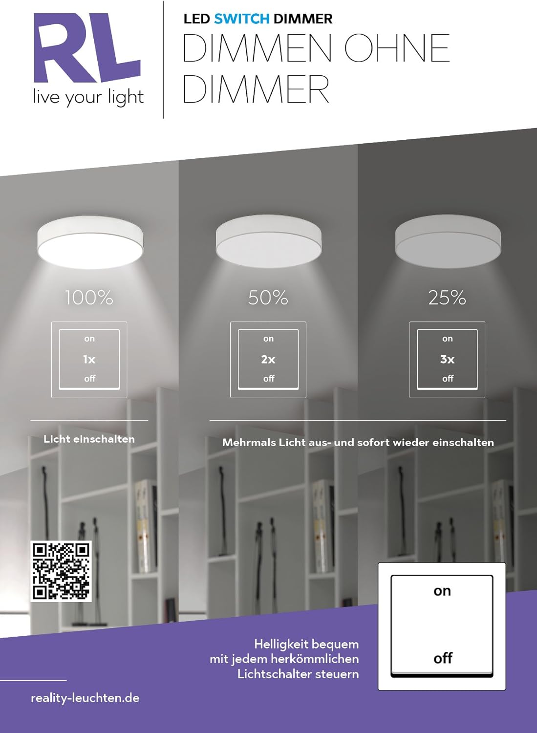 Reality Leuchten Course R32051107 LED Pendant Light Metal Matte Nickel Acrylic White with 27 Watt LED Switch Dimmer - Image 5