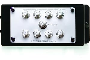 ON-Q Legrand - OnQ 1X8 Enhanced Passive Video Splitter, Coaxial Cable Splitter for Quality Video, Cable Splitter Approved for Digital Cable, HDTV, and High-Speed Internet, 1GHz, VM1002