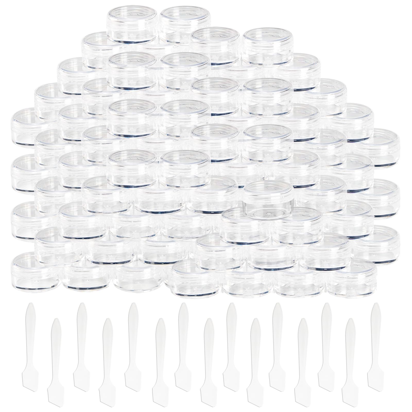 Pack of 150 Small Plastic Jars, 3 g Empty Containers, Mini Clear Jar Sample, Transparent Cream Glass, Cosmetic Bottle Container with Used for Lip Balm, Lotion