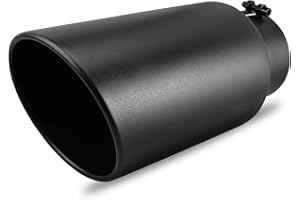 AUTOSAVER88 5 Inch Exhaust Tip, 5" Inlet 7" Outlet 15" Overall Length Stainless Steel Exhaust Tip, Universal Diesel Exhaust Tail Tip for 5-Inch Outside Diameter Tailpipe, Black Powder Coated, Bolt On