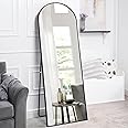 Tall Mirror Full Body Oversize Mirror Arched Aluminum Full Length Huge Mirrors for Bedroom Free Standing Floor Mirror Long XL Mirror Oversize Mirrors for Floor / Wall Mounted Huge Mirror - Black