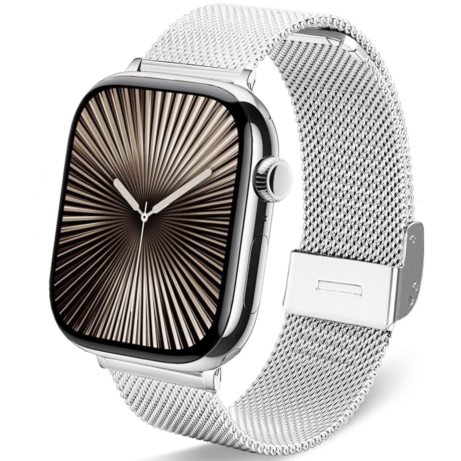 DEALELE Strap Compatible with Apple Watch 49mm 46mm 45mm 44mm 42mm, Stainless Steel Metal Mesh Replacement Bands for Apple Watch Series 10/9 / 8/7 / 6/5 / 4/3 / SE/Ultra Women Men, Silver