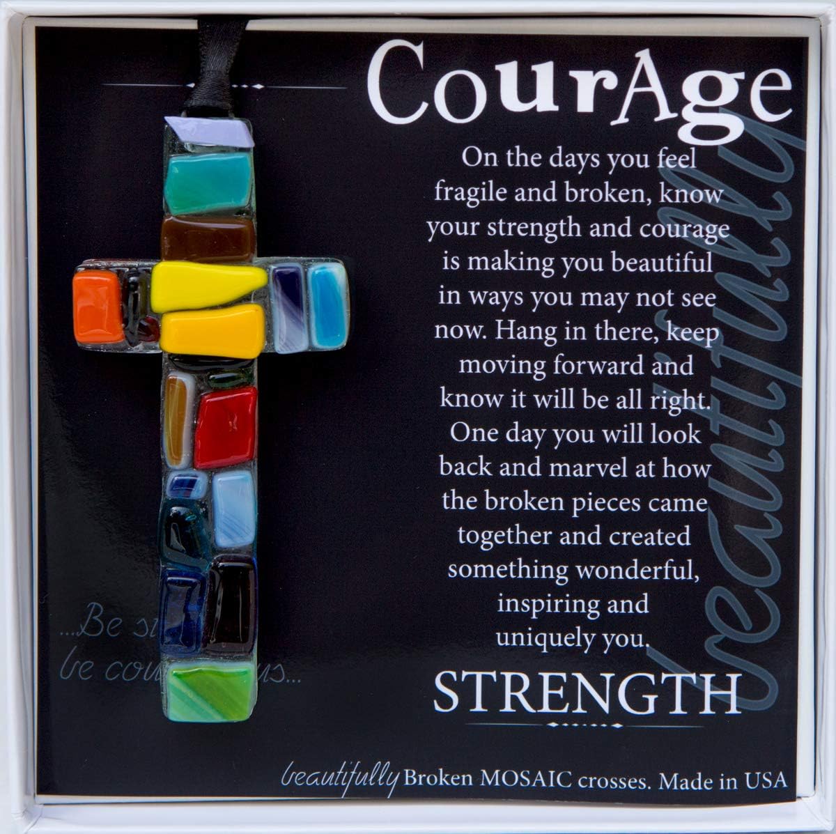 Handmade Cross with Courage Message - Get Well Soon Gift for Patients/Encouragement Gift for Hard Times
