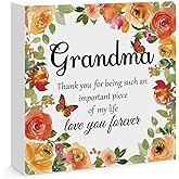 Grandma Gifts Birthday Gifts for Grandma Mothers Day Gifts Engraved Wooden Block Sign Desk Decor Sign for Grandma from Grandkids Thanksgiving Christmas for Grandma Grandmother Nana