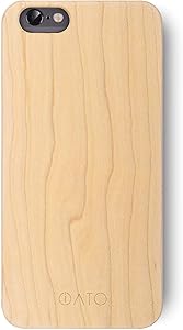 iATO iPhone 6s/6 Wood Case. Real Maple iPhone 6s/6 Case Wood. Minimalistic Classic Wood iPhone 6/6s Case – Real Natural Wooden Overlay & Black Polycarbonate Bumper for 4.7