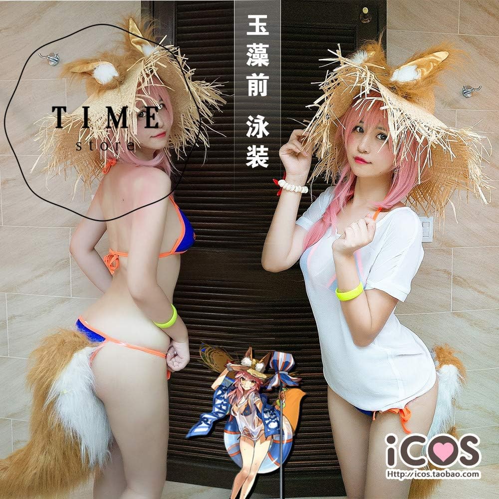 Amazon コスプレ衣装 Fate Grand Order タマモキャット玉藻の前 Fgo 水着 玉藻前 耳 腕輪 尻尾 帽 全セット コスプレ 仮装 通販