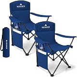 Voyager Folding Camping Chair Set 2 Navy Lightweight 120kg Each