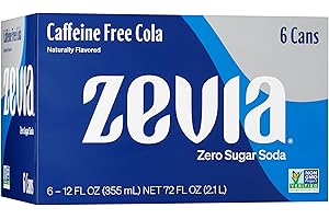 Zevia Zero Calorie Soda, Caffeine Free Cola, 12 fl oz Cans (Pack of 6)