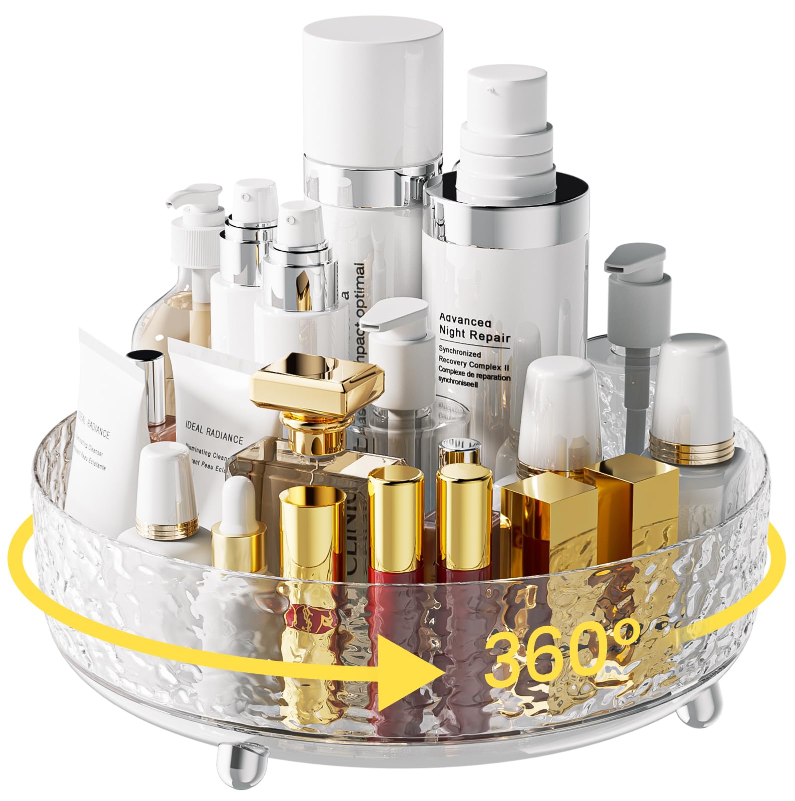 Photo 1 of ?Water Ripple?A-LUGEI 11" Makeup Organizer Countertop,????°Rotating? Perfume Organizer, Bathroom Organizer and Storage, Skincare Organizer, Lazy Susan Organizer for Vanity Cabinet Dresser Bathroom