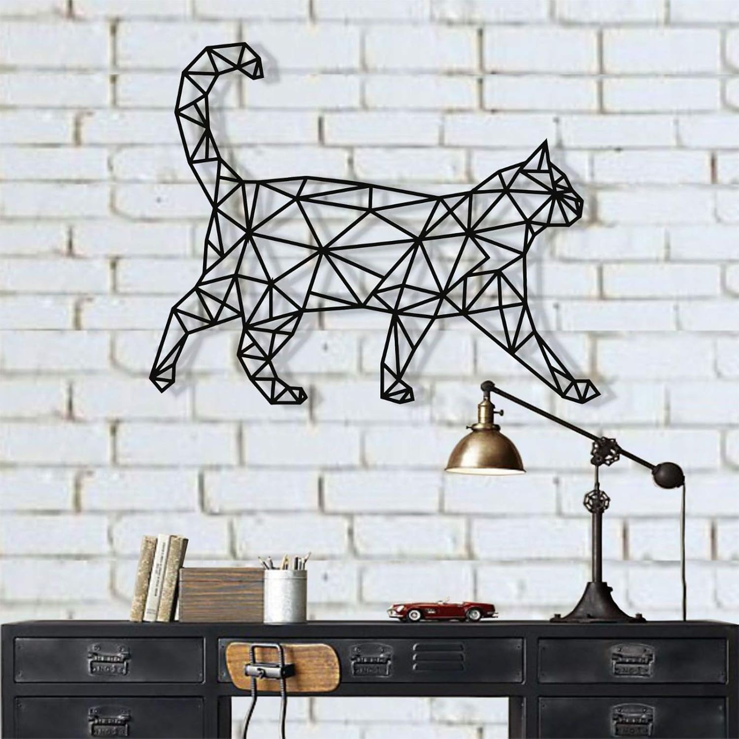 Decorazione Da Parete In Metallo – Scultura Astratta Con Tazza Da Caffè E Lettere – 38x18 Cm, Nero
