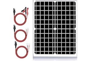 SUNER POWER 24V 20W Solar Battery Charger Maintainer, Built-in Smart MPPT Charge Controller, Waterproof 20 Watt Solar Panel Trickle Charging Kit for 24Volt AGM, Deep Cycle, Lead-Acid, Lifepo4 Battery