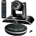 TONGVEO 10x Zoom Conference Room Video Camera System, All-in-One HD 1080P 60fps 10X Optical Zoom USB3.0 HDMI PTZ Camera and Bluetooth Conference Speaker with Microphones Bundle for Medium Room