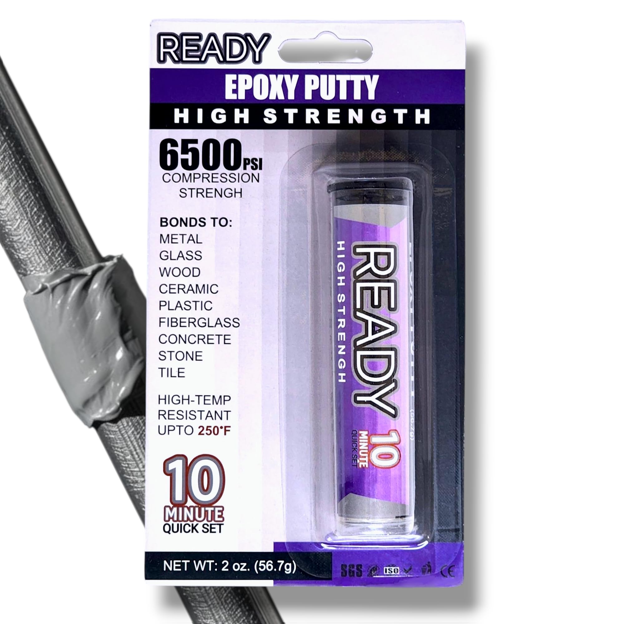 Photo 1 of Ready High Strength Premium Epoxy Putty, 10 Minute Quick Set, High Temperature, Metal, Glass, Wood, Plastic, Ceramic, Stone, Tile, Concrete, Fast Bond, Powerful Adhesive