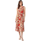 Kasper Womens Sleeveless Printed Faux Wrap Dress