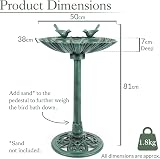 CHRISTOW Clam Shell Resin Bird Bath Garden Stand 80cm Green view 6