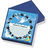 Gowvvxu Bluebird Gifts for Women Blue Bird of Happiness Bracelet Blue Black Natural Fire Agate Beads Animal Themed Jewelry