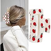Ladybug Hair Clips for Women Large Rectangle Hair Claw Clips for Thick Cute Red Ladybug Barrettes White Claw Clip Jungle Animal Party Hairpins Non-Slip Lady Bug Hair Accessories 1Pcs