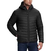 33,000ft Men's Packable Hooded Puffer Jacket Lightweight Warm Winter Coat | Water-Resistant, Insulated, Down Alternative, Quilted, Windproof, Full Zip, Puffy Bubble Coat for Cold Hiking Casual Ski Snow