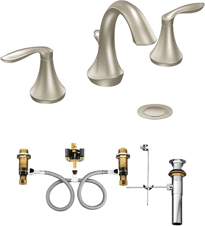 Moen Eva TwoHandle HighArc Bathroom Faucet Bundle (Brushed Nickel