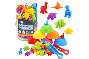 TSYAN Counting Toys Matching Game for Kids with Sorting Bowls Sensory Toys Color Classification Game Set Early Learning Toddler Preschool Montessori Educational Toys for 3 4 5 Years Old-Dinosaurs