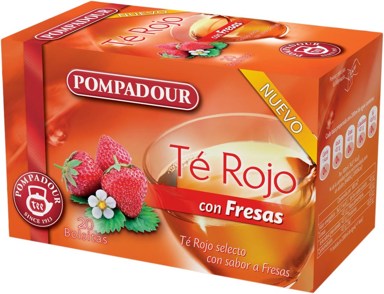 Pompadour Té Rojo con Fresas - 20 Bolsitas: Amazon.es: Alimentación y bebidas