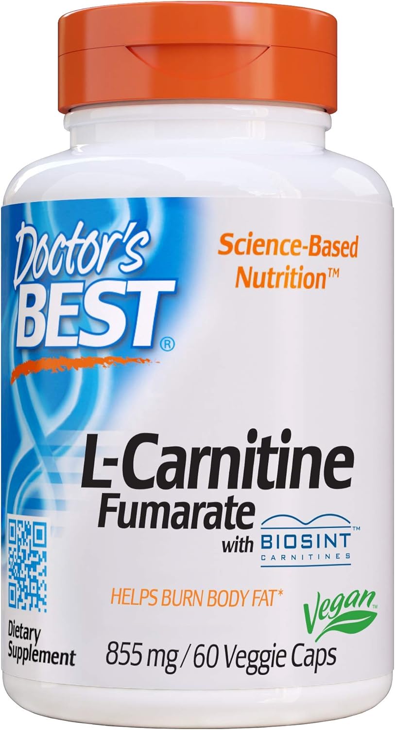 Doctor's Best L-Carnitine Fumarate, Non-GMO, Vegan, Gluten Free, Heart Health, 855 mg, 60 Count Veggie Caps: Health & Personal Care